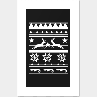 Cozy Christmas Pattern Hunter Green Posters and Art